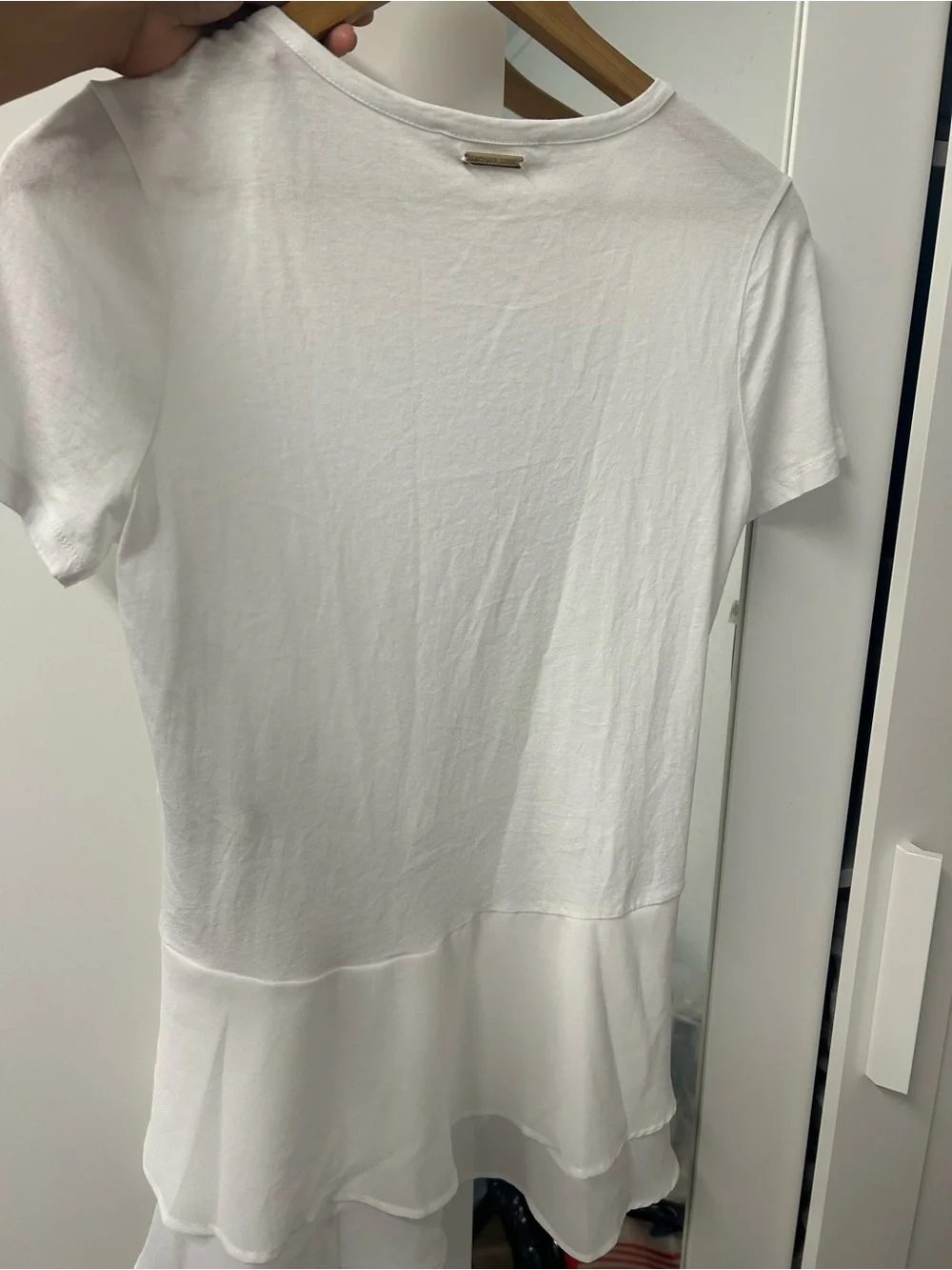 Michael Kors White Short Sleeve Layered Peplum Tunic